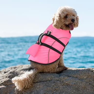 Queenmore Small Dog Life Jacket,Shark Dog Life Vest for Swimming,Puppy Light Life Preserver for Boating Kayaking Canoeing,Pet Reflective Lifesaver with High Buoyancy,Rescue Handle,Leash Hook (Pink,S) - Image 7