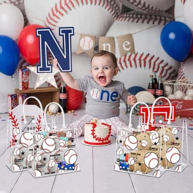 HYMENEX 24 Pack Baseball Clear PVC Gift Bags, Baseball Snack Bags with Handles for Goodie Treat Candy Party Holiday Sports Decoration - Image 6