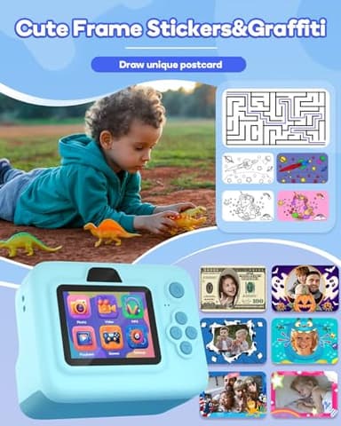 Dylanto Kids Camera Instant Print,1080P Kids Instant Cameras That Print Photos,Christmas Birthday Gifts for Girls Age 3-12,Portable Toy for 3 4 5 6 7 8 9 10 Year Old Girls Boys-Blue - Image 3