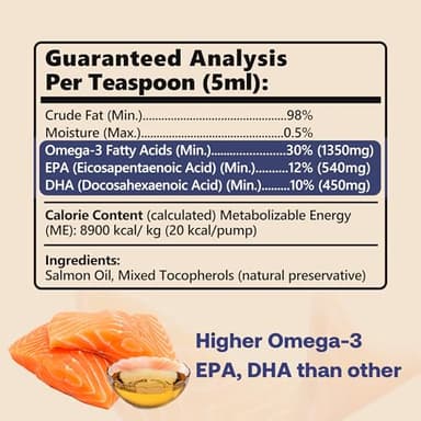 Wild Alaskan Salmon Oil for Dogs & Cats, Fish Oil Omega 3 Supplements with EPA & DHA for Skin & Coat, Immune, Brain, Joint and Heart Health, Dog & Cat Fish Oil Supplements with Pump- 8 oz - Image 2