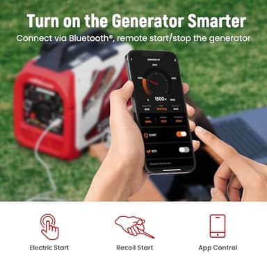 maXpeedingrods 4000 Watt Dual Fuel Inverter Generator with Bluetooth® Control Start and Display, RV Ready, Electric Start, Quiet for Outdoor Camping, Home Backup, Garden，PGMA Compliant - Image 2