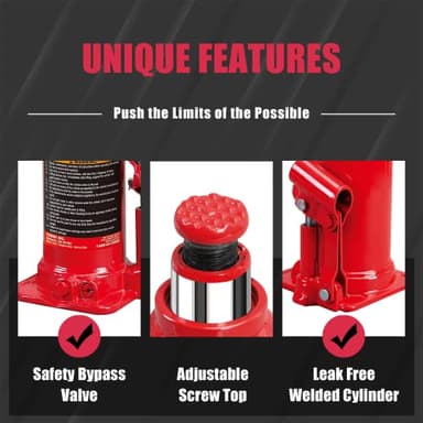 BIG RED T90203B Torin Hydraulic Welded Bottle Jack, 2 Ton (4,000 lb) Capacity, Red - Image 3