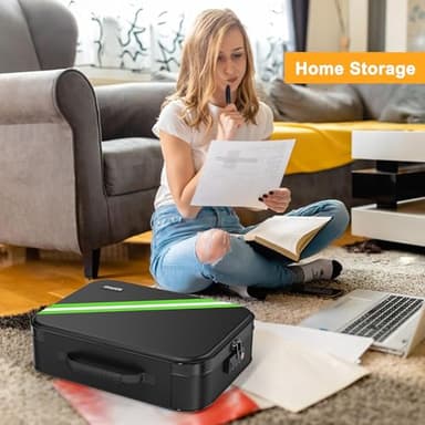 Noiposi 5200℉ Fireproof Document Box, 16.1x 11.4x4.3 Inch Waterproof and Fireproof Document Organizer,Portable Home Travel Safe Storage Box for Legal Size Documents,File and Birth Certificate,Black - Image 7