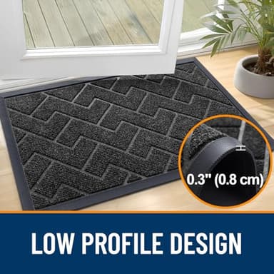 OLANLY Front Door Mat Indoor Outdoor Entrance, Waterproof All-Season, All-Weather Welcome Doormat, Sturdy Natural Rubber, Low Profile, Easy Clean Patio Porch Entryway Outside Floor Mat, 29.5x17, Black - Image 4