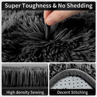 Merelax Soft Fluffy Rugs for Bedroom Living Room, 2x6 Hallway Runner Rugs, Furry Shag Bedside Area Rug Indoor Accent Floor Carpet, Plush Fuzzy Rug for Dorm Nursery Kids Room Decor, Black - Image 4