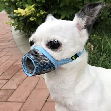 MOIILAVIN Dog Muzzle,Soft Mesh Muzzle for Barking Grooming Biting Chewing for Small Medium Breeds, Barkless Mesh Muzzle Stop Puppy Eating Poop&Rocks XXS XS S (Blue, XXS) - Image 1