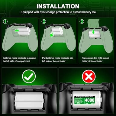 DINOSTRIKE Rechargeable Battery Pack for Xbox Controller,Xbox Controller Charger Station with 4X4080mWh Batteries for Xbox Series X|S,Xbox One S/X/Elite Remote-White Crack - Image 6