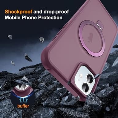 SKYLMW Compatible with iPhone 11 Case with Invisible Magnetic O-Ring Stand Military-Grade Translucent Case for iPhone 11 6.1" [Compatible with Mag-Safe][Great Grip Feeling], Wine Red - Image 7