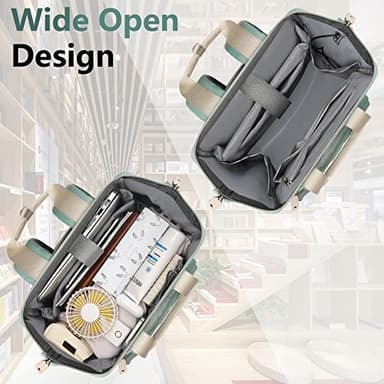 FALANKO Laptop Backpack for Women, Doctor Teacher Nurse Work Bookbag for 17.3 Inch Laptop, Large Travel Wide Open College Shoulder Purse Bag With RFID Anti Theft USB Charging Port-Green - Image 2