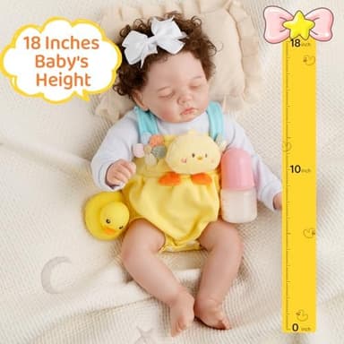 Jirachi Lifelike Reborn Baby Dolls, 18-Inch Sleeping Real Life Cloth Body Baby Girl, Realistic Reborn Baby with Toy Accessories for Kids Age 3+ - Image 7