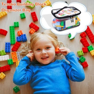 Tesuko 6 Pack Clear Toy Storage Bag with Name Tag& Manual Pocket, Waterproof Transparent PVC Toy Organizer Case for Lego Bricks, Board Games, Building Blocks, Puzzles (Large Capacity, Black) - Image 9