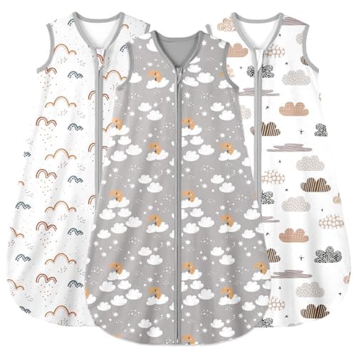 Yoofoss Baby Sleep Sack 6-12 Months Wearable Blanket for Babies 100% Organic Cotton 2-Way Zipper TOG 0.5 Toddler Sleeping Sack 3 Pack, Comfy Lightweight Sleep Sacks - Image 1