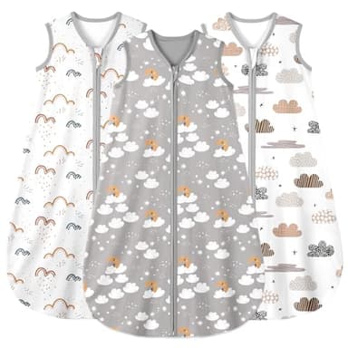 Yoofoss Baby Sleep Sack 6-12 Months Wearable Blanket for Babies 100% Organic Cotton 2-Way Zipper TOG 0.5 Toddler Sleeping Sack 3 Pack, Comfy Lightweight Sleep Sacks - Image 1