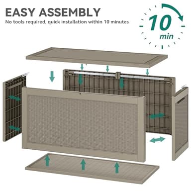 YITAHOME 260 Gallon XXL Large Deck Box, Outdoor Resin Storage Box, Lockable Storage Container for Patio Cushions, Furniture, Garden Tools, Water Resistant (Brown) - Image 7