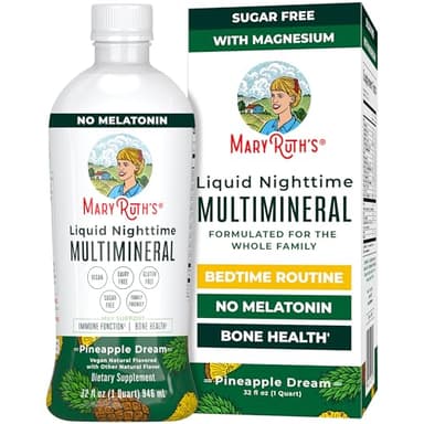 MaryRuth Organics Liquid Nighttime Multimineral | NO Melatonin | Magnesium Citrate | Calcium | Zinc | Vitamin D3| Available in 4 Flavors | Vegan | Sugar Free | Gluten Free | 32 Oz - Image 1