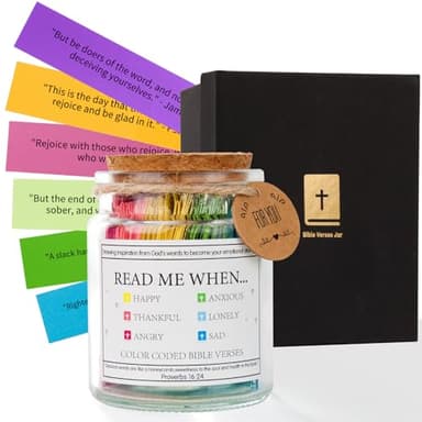 Read Me When Bible Verses Jar Religious Christian Gifts for Women Men, Christian Devotionals for Women Catholic Faith, Color Coded Bible Verses in a Jar, Inspirational Gifts for Women Religious (A) - Image 1