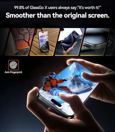 TORRAS Military-Grade Shatterproof for iPhone 16 Pro Screen Protector [9H+ Aerospace Tempered Glass＆ One-Step Installation] Full Coverage Fit Bubble Free Top-Notch Protection, 2 Pack, GlassGo X - Image 7