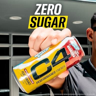C4 Energy Drink, Hawaiian Punch Fruit Juicy Red, Carbonated Sugar Free Pre Workout Performance Drink with no Artificial Colors or Dyes, 16oz Pack of 12 - Image 8