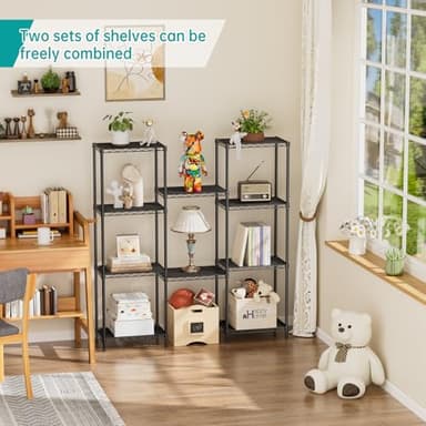 SINGAYE Metal Shelves Wire Shelving：Storage Rack Standing Units Shelf for Kitchen Laundry Bathroom Closet Organizers Pantry Narrow Mesh Adjustable 10" D x 16" W x 55" H Black - Image 6