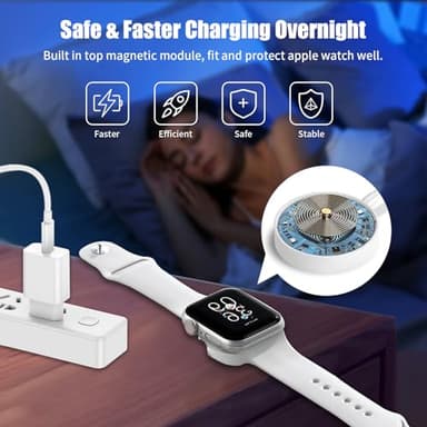 Charger Cable for Apple Watch, 1M USB C to Magnetic Wireless Fast i-Watch Charging Cable, Compatible with Series Ultra/9/8/7/6/SE/SE2/5/4/3/2,Magnetic, USB C Interface, 1m Data Cord- White - Image 7