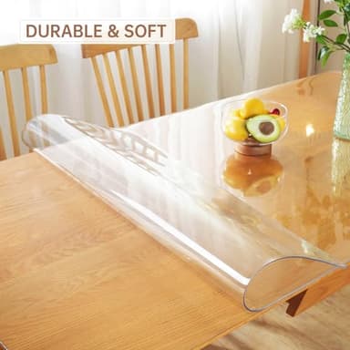 Warmstar Clear Table Protector 2mm Thick, 54x84Inch Clear Table Cover Protector, Plastic Table Cover, Clear Desk Mat Desk Pad, Desk Protector Mat for Coffee Table, Writing Desk, Dining Room - Image 2