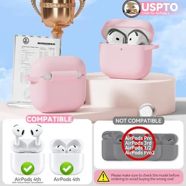 for AirPods 4 Case Pink with Cleaner Kit, TNSNK Soft Silicone Airpod 4 Case Compatible with Apple Airpods 4th Generation 2024 Case Cover with Keychain for Women Girly, Anti-Scratch, Drop Protection - Image 2