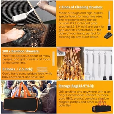 136 PCS Griddle Accessories Kit for Blackstone Camp Chef BBQ,Flat Top Grill Accessories with Basting Cover,Professional Grilling Gift for Men and Women,Perfect for Camping Backyard Barbecue - Image 6