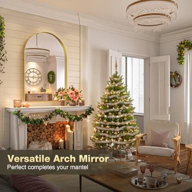 Brightify Arched Mirror, Arched Wall Mirror, 32 x 40 Inch Gold Arch Mirror, Metal Frame Gold Bathroom Mirror, Arched Top Bathroom Vanity Mirror for Living Room Bedroom Mantel Entryway Hallways - Image 4
