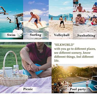 SILKWORLD Men's Swimming Surf Beach Shorts Mesh Liner(Large, Peacock Blue) - Image 6