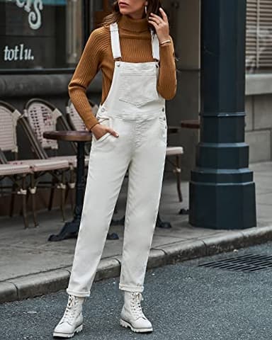 luvamia Women's Casual Adjustable Denim Bib Overalls Jeans Pants Fashion Loose Overall Jumpsuits Brilliant White Size X-Small - Image 7