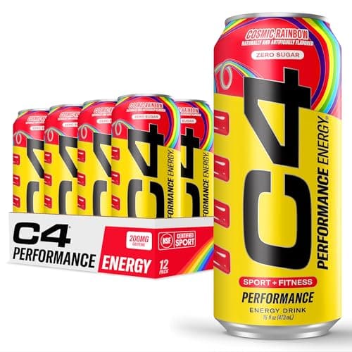 Cellucor C4 Performance Energy Drink | Cosmic Rainbow | Zero Sugar Carbonated Preworkout Energy | 200mg Caffeine with Beta Alanine | 16 Fl Oz (12 Pack), Packaging May Vary - Image 1