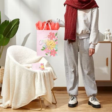 Bobobag 13" Mother's Day Large Gift Bag with Tissue Paper and Handles and Greeting Card for Women - Image 5