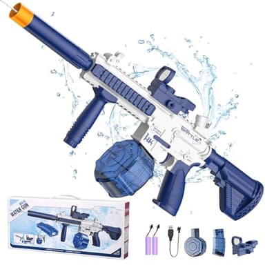 Electric Water Gun,Squirt Gun Toy,Automatic Water Gun Long Range Blaster Up to 32 FT,Outdoor Pool Party Shooting Game Toy with 2 Water Tanks & 2 Kits Batteries,Ideal Summer Gift for Kids & Adults. - Image 9