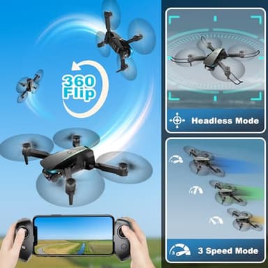 Oddire Mini Drone with Camera - 1080P Foldable Drone with Stable Hover, Gravity Control, Trajectory Flight,One Key Take Off/Land, 3D Flip, Drones for Adults with 2 Batteries, Carrying Case, Propellers - Image 5
