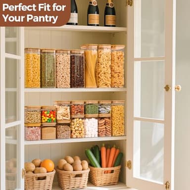 ComSaf 0.7 Qt Glass Food Storage Jars Set of 9, Clear Glass Storage Containers with Lids, Pantry Organization Jar, Spice, Blooming Tea, Oat, Coffee and Sugar Container, Small Canister Set for Kitchen - Image 5