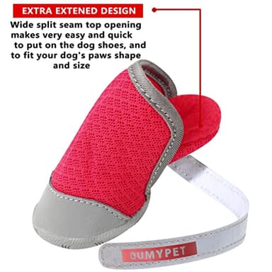 QUMY 2PCS Small Dog Shoes for Hot Pavement Summer Puppy Dog Booties with Reflective Strip Soft Comfortable Skid-Resistant Rubber Sole Red Size 4 - Image 4