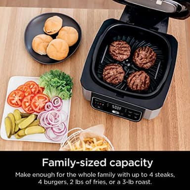 Ninja | Indoor Grill | Foodi | 5-in-1 (Grill, Air Fry, Roast, Bake, and Dehydrate | Fits up to 3lb Roast | Smoke Control System and Dishwasher Safe Parts| Black/Grey | AG301 - Image 3