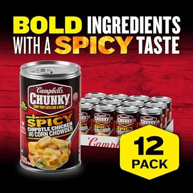 Campbell’s Chunky Soup, Chipotle Chicken Corn Chowder Soup, 18.8 oz Can (Pack of 12) - Image 4