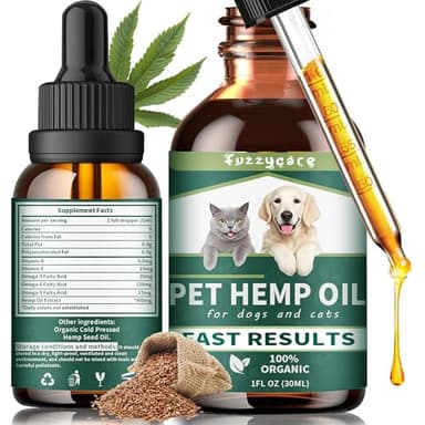 FUZZYCARE Hemp Oil for Dogs & Cats, Anxiety & Stress Relief Drops with Omega 3-6-9,Hemp Oil Helps with Pain, Stress, Sleep, Arthritis, Seizures Support, Calming Pet Supplement for Small & Large Pets - Image 1