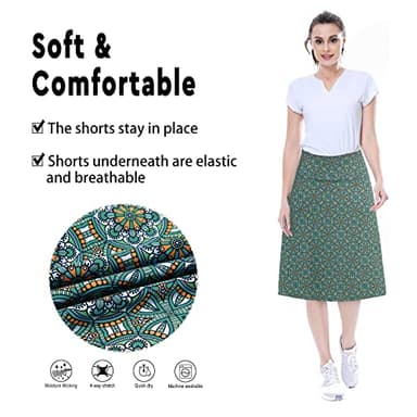 beroy Women Skorts Skirts with Three Pockets,Skirted Leggings for Women(L Green) - Image 4