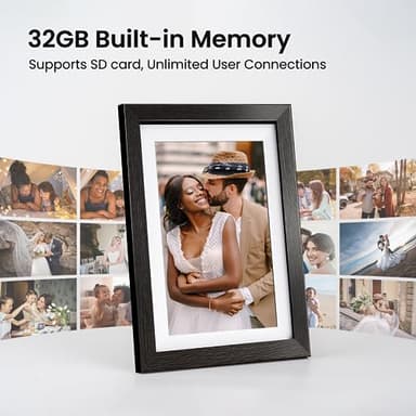 BIHIWOIA 10.1'' Frameo Digital Picture Frame, 32GB WiFi Digital Photo Frame, 1280x800 IPS Touch Screen, Auto-Rotate, Slideshow, Send Photos/Videos via Free App(Black Wood Frame) - Image 3