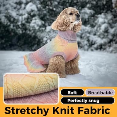 Lelepet Dog Sweater Turtleneck Knitwear Sweatshirt Cable Knit Warm Dress for Small Medium Large Dogs Puppy Fall Sweater, Dachshund, Shih Tzu, L - Image 4