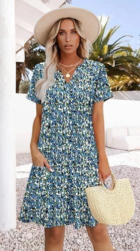 WIHOLL Dresses for Women 2026 Casual Summer V Neck Wedding Guest Dress Short Sleeve Fashion Beach Vacation Clothes - Image 4
