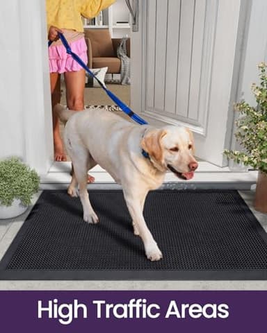 DEXI Front Door Mats Outside Entrance, Heavy Duty Non-Slip Rubber Entry Mat, Dirt Trapping Waterproof Low-Profile Welcome Doormat for Entryway, 24x36, Black - Image 6