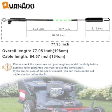 Quanaoo Brake Cable 133-1998 for Toro 30" Timemaster Lawn Mower Blade Engagement Cable Replacement fits 21199 21200 20976 20978 Replaces 115 8439 Walk Behind Lawnmower Brake Cable Parts - Image 2