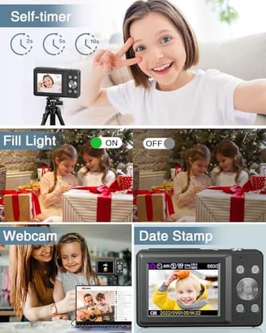 Digital Camera, FHD 1080P Point and Shoot Camera with 16X Zoom Anti Shake, Compact Small Portable for Boy Girls(Deep Black) - Image 7