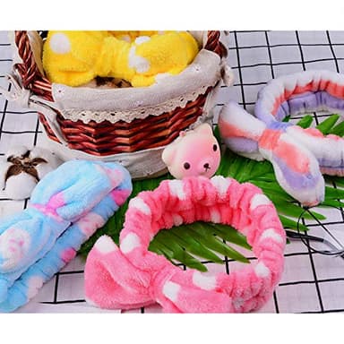 UMIKU 8 Pack Spa Headband for Women Facial Makeup Headband Soft Coral Fleece Christmas Stocking Stuffers Bow Hair Band Head Wraps for Washing Face Mask Spa Gifts For Women Gifts Basket - Image 5