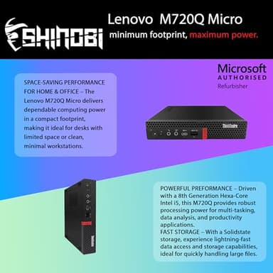 Lenovo ThinkCentre M720Q Micro PC | Intel Core i5-8500T | 32GB RAM | 1TB NVME | Wi-Fi+ BT | Windows 11 Pro | Mini Desktop Computer (Renewed) (32GB RAM + 1TB NVME) - Image 2
