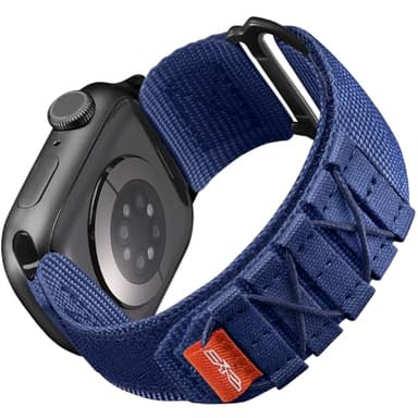 Bandletic Rugged Nylon Bands Compatible with Apple Watch 11 10 Band 42mm 38mm 40mm 41mm Men, Tactical Sport Loop Wristbands Strap for iWatch Series 11 10 9 8 7 6 5 4 SE 3 2 1, M-Blue - Image 1
