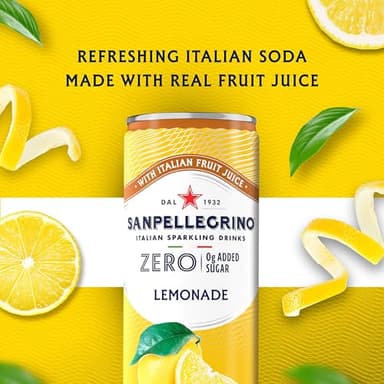 Sanpellegrino Zero Grams Added Sugar Lemonade Italian Sparkling Drink, 24-Pack Of 11.15 Fl Oz Cans, Sanpellegrino Italian Sparkling Drinks, Low-Calorie Sparkling Juice Beverages - Image 3